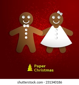 paper greeting card with Christmas cookies. vector illustration