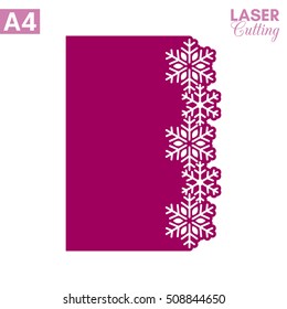 Paper greeting card with snowflake border. Cut out template for cutting. Sutable for laser cutting. Christmas invitation card template.