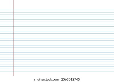 Paper grid horizontal lines school notebook texture background. Lined paper blank isolated on transparent background. Vector illustration