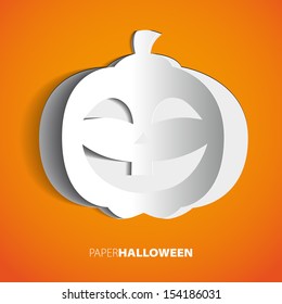 Paper Halloween Pumpkin isolated on white - Scary Jack - Vector 