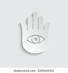 paper hamsa hand icon spirituality eye sign