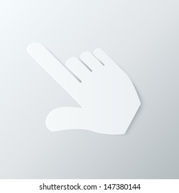 Paper Hand Cursor in Perspective. Vector Illustration.