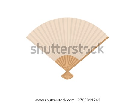 Paper hand fan. Simple flat illustration.