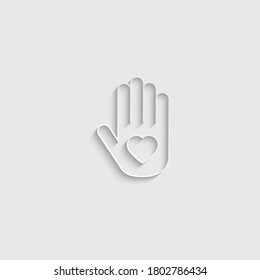 paper Hand with heart  icon vector logo