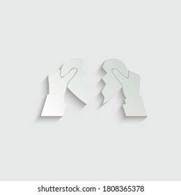 paper hand holding broken heart flat vector	
