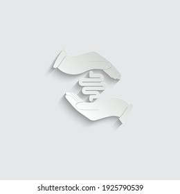 paper hand holds gut icon care  vector