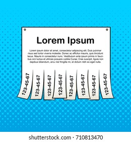 Paper hand made advertisement on the wall pop art style vector illustration. Comic book style imitation