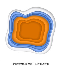 Paper hand made frame orange blue white vector horizontal