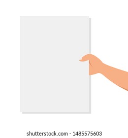 Paper and hand vector. paper blank vector. free space for text. copy space.