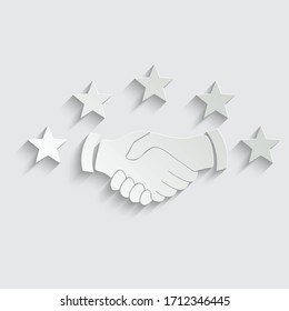 paper  handshake - vector icon. deal icon. agreenent sign