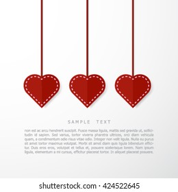 paper hanging heart background, vector illustration