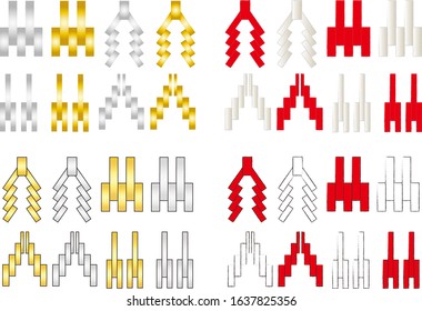 Paper hanging Japanese ribbon illustration set vector