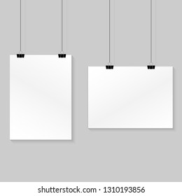 Paper hanging on the wall. Vector illustration