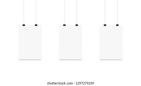 Paper hanging with shadow on a white background, vector