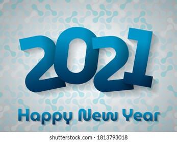 Paper Happy new year 2021 text background. Vector illustration.