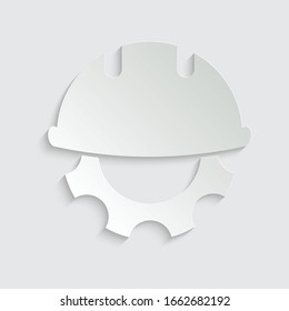 paper hard hat icon. working helmet icon with repair vector