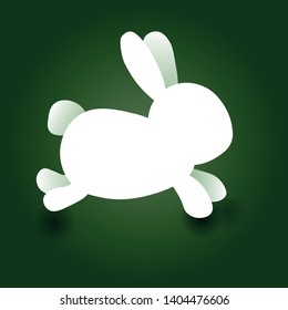 paper hare on green background