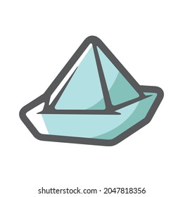 Sombrero de papel como artesanía de origami Icono del vector Ilustración de dibujos animados