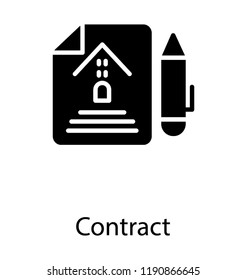 Paper having house symbol and pencil known as property contract 