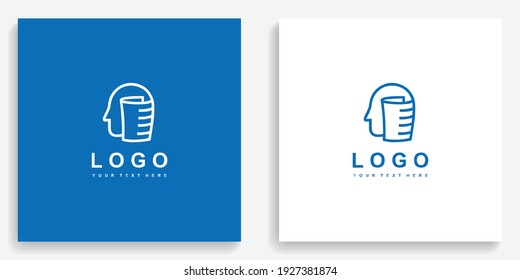 Paper Head Mind Icon Symbol Logo. Modern logo icon template vector design