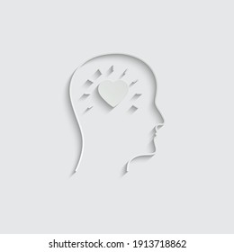 Paper head ond heart icon. love sign vector