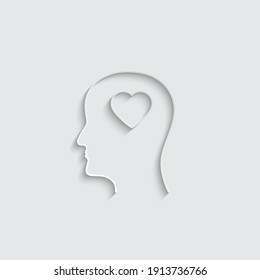 Paper head ond heart icon. love sign vector