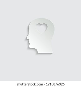 Paper head ond heart icon. love sign vector