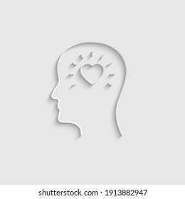 Paper head ond heart icon. love sign vector