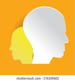 paper head orange background colorful.can be use as flyer, banner or poster.vector illustration