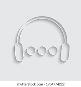  paper Headphone for support or service - icon isolated on white 