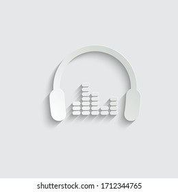 paper Headphones  - black vector icon listening music symbol 