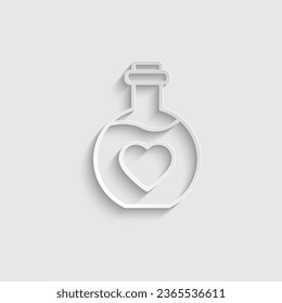 paper health love potion icon vector   heart mana sign for game 