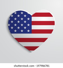 Paper heart with american flag. EPS10 vector