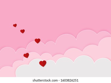 Paper heart, paper banner, party banner, happy valentine's day, love card, happy birthday celebration background vector illustration