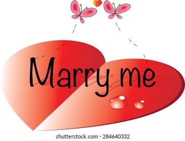 paper heart and butterfly with marry me