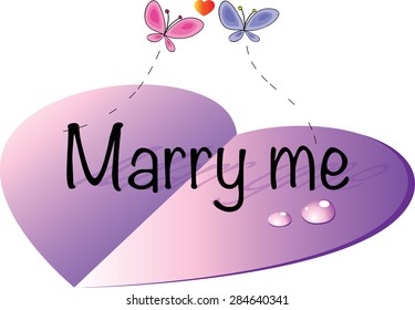 paper heart and butterfly with marry me