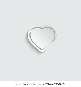 paper heart button vector icon love sign