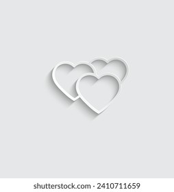 paper heart button vector icon love sign