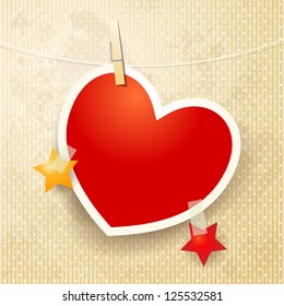 Paper heart, custom background. Vector