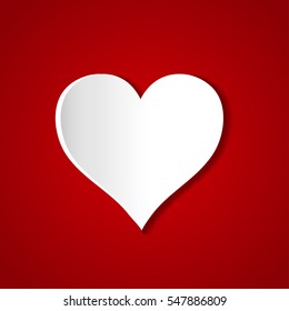 Paper heart cut from paper. Valentine's Day card. Vector background with heart