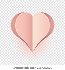 Diseño de corazón de papel. Símbolo vectorial del amor en forma de corazón para Feliz Día de la Mujer, Día de la Madre, diseño de tarjetas de felicitación de cumpleaños. Ilustración del vector