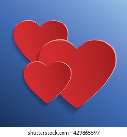 Paper heart. Element for design greeting cards, Valentines, invitations. Heart made of paper. A red heart. Sticker.