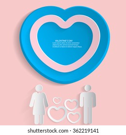 Paper heart flat paper Vector illustration.