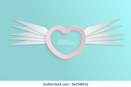 Paper heart flat paper Vector illustration.