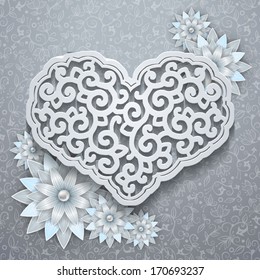 Paper heart with flowers