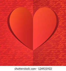 Paper heart with gold hand write pattern
