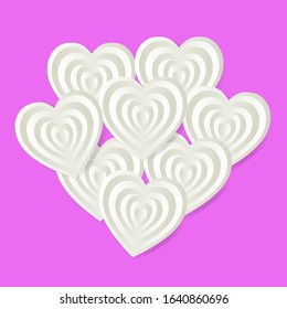 Paper heart gradient white on purple background. Vector illustration