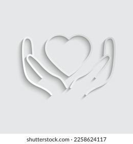 paper heart in hand - vector icon