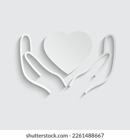 paper heart in hand - vector icon