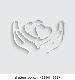 paper heart in hand vector icon love icon care sign 